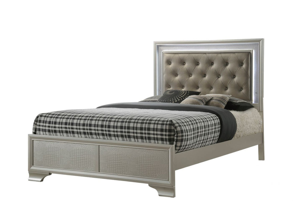Lyssa Champagne Queen Panel Bed - Gate Furniture