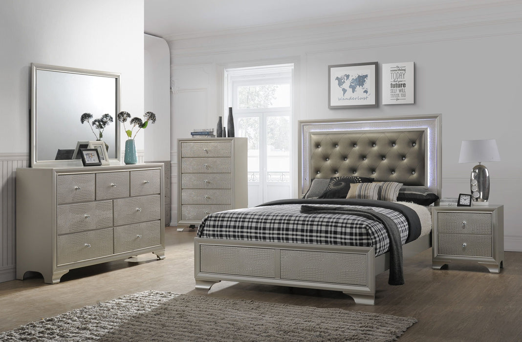 Lyssa Champagne Twin Panel Bed - Gate Furniture