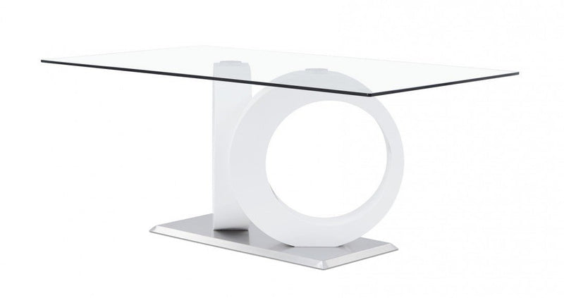 Malone White Glass Top Table & PU Chair Dining Set - Gate FurnitureDining Room Set