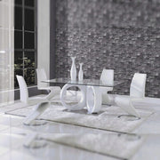 Malone White Glass Top Table & PU Chair Dining Set - Gate FurnitureDining Room Set