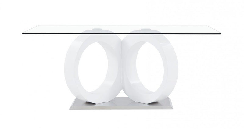 Malone White Glass Top Table & PU Chair Dining Set - Gate FurnitureDining Room Set