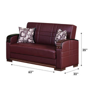 Manhattan 63 in. Convertible Sleeper Loveseat in Mahogany with Storage - Gate FurnitureLoveseat