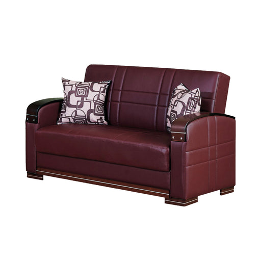 Manhattan 63 in. Convertible Sleeper Loveseat in Mahogany with Storage - Gate FurnitureLoveseat