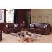 Manhattan 63 in. Convertible Sleeper Loveseat in Mahogany with Storage - Gate FurnitureLoveseat