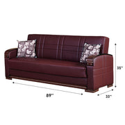 Manhattan 89 in. Convertible Sleeper Sofa in Burgundy with Storage - Gate FurnitureSleeper Sofa