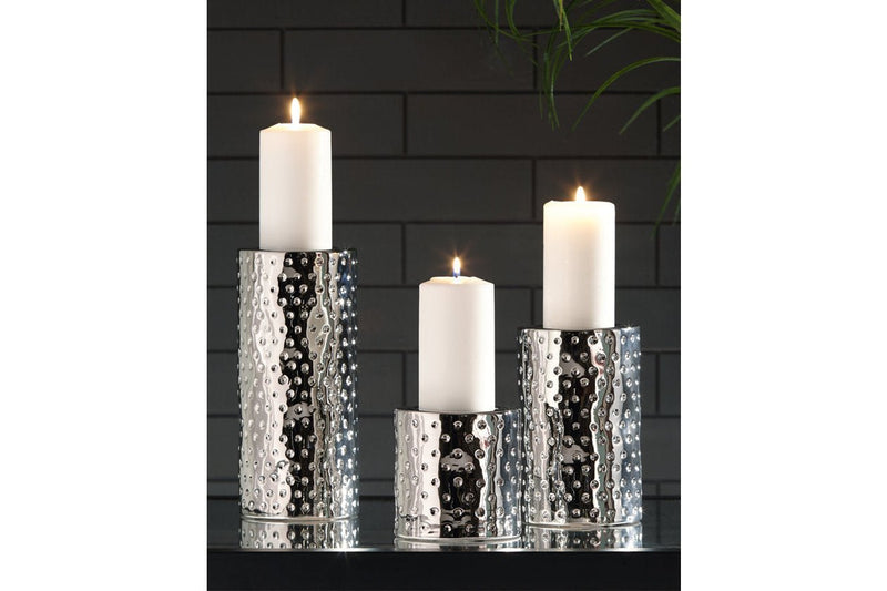 Marisa Silver Finish Candle Holder (Set of 3) - Gate FurnitureOther Products