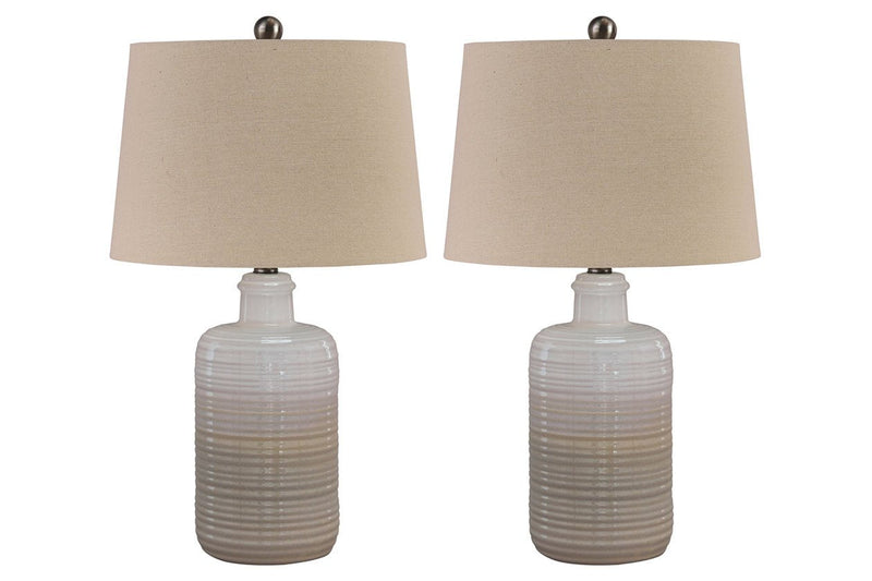 Marnina Taupe Table Lamp (Set of 2) - Gate FurnitureTable Lamp Pair