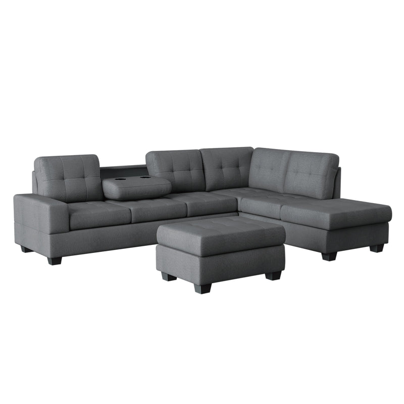 Maston Dark Gray Reversible Sectional - Gate FurnitureSectional