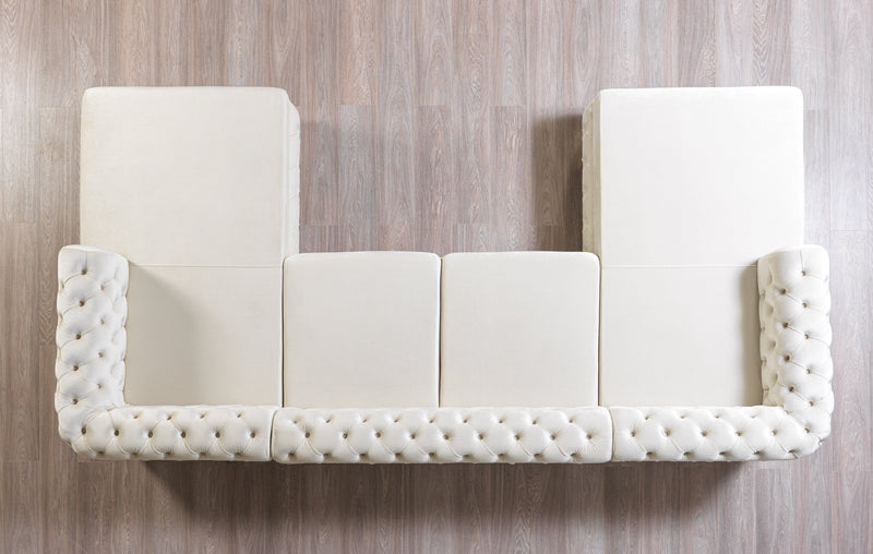 Matilda Ivory Velvet Double Chaise Sectional - Gate FurnitureSectional