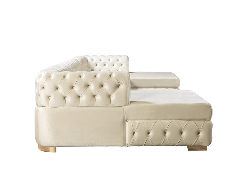 Matilda Ivory Velvet Double Chaise Sectional - Gate FurnitureSectional