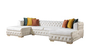 Matilda Ivory Velvet Double Chaise Sectional - Gate FurnitureSectional