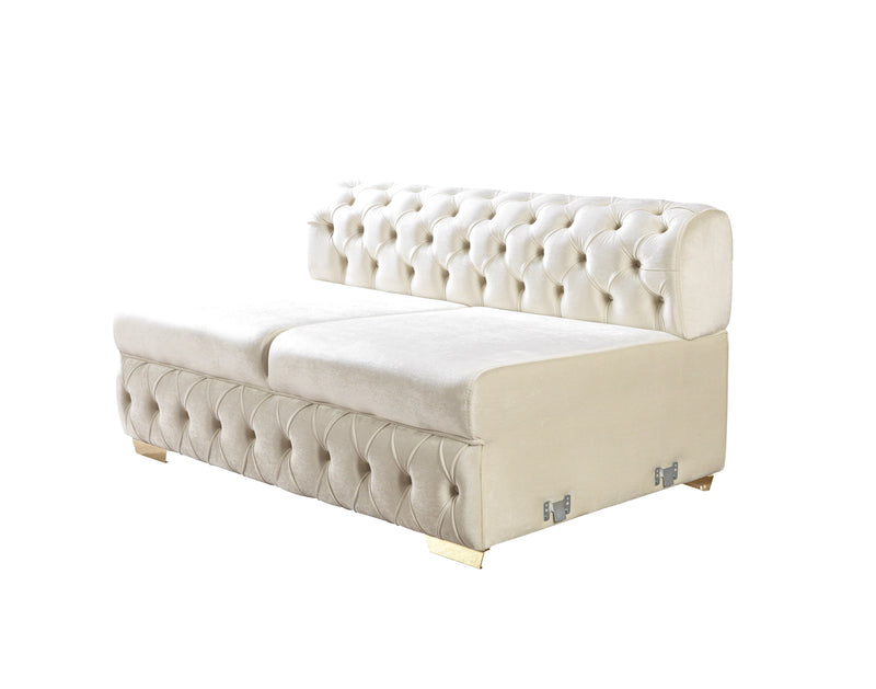 Matilda Ivory Velvet Double Chaise Sectional - Gate FurnitureSectional