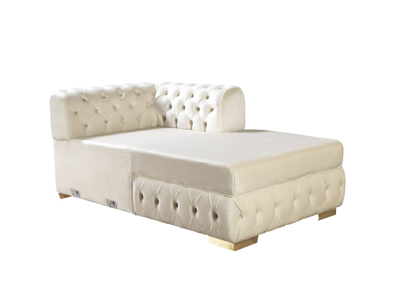 Matilda Ivory Velvet Double Chaise Sectional - Gate FurnitureSectional