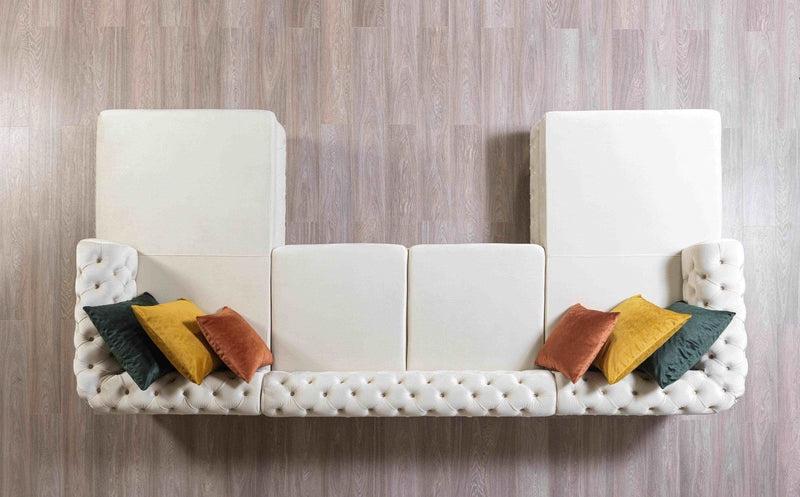 Matilda Ivory Velvet Double Chaise Sectional - Gate FurnitureSectional