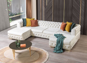 Matilda Ivory Velvet Double Chaise Sectional - Gate FurnitureSectional