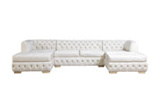 Matilda Ivory Velvet Double Chaise Sectional - Gate FurnitureSectional