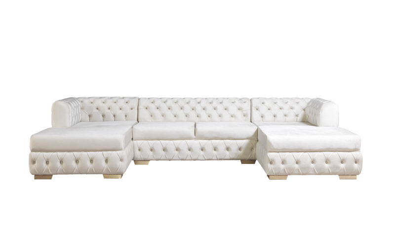 Matilda Ivory Velvet Double Chaise Sectional - Gate FurnitureSectional