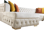 Matilda Ivory Velvet Double Chaise Sectional - Gate FurnitureSectional