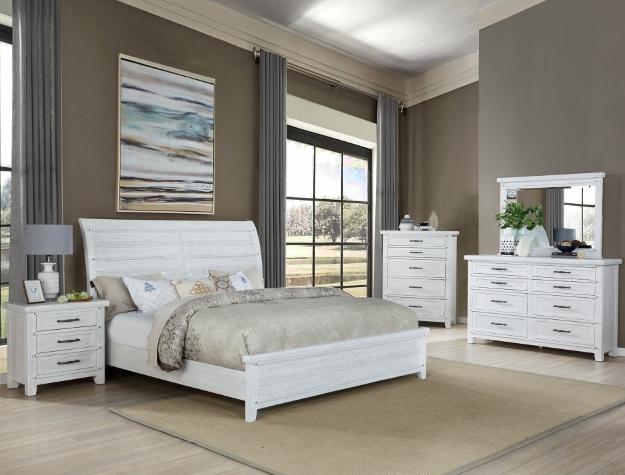 Maybelle White Queen Sleigh Bed - Gate Furniture