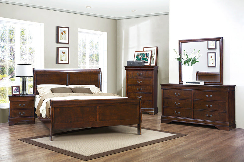 Mayville Brown Cherry Sleigh Bedroom Set - Gate FurnitureBedroom Set