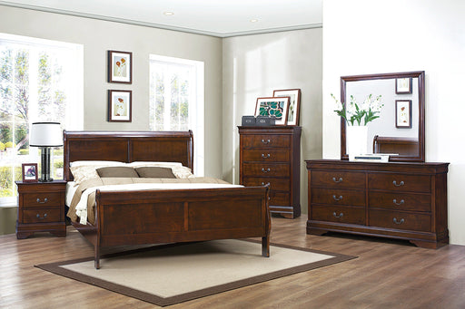 Mayville Brown Cherry Sleigh Bedroom Set - Gate FurnitureBedroom Set