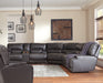 McCaskill Gray Leather Reclining Sectional - Gate Furniture