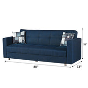 Miami 88 in. Convertible Sleeper Sofa in Blue with Storage - Gate FurnitureSleeper Sofa
