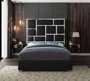 Milan Vegan Leather Queen Bed Black - Gate FurnitureQueen Bed