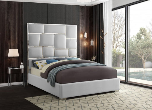 Milan Vegan Leather Queen Bed White - Gate FurnitureQueen Bed