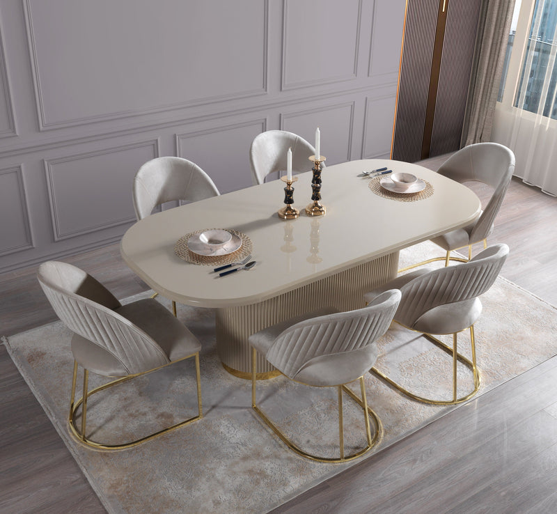 Milena Ivory 7-Piece Dining Set - MILENA DS-7PC