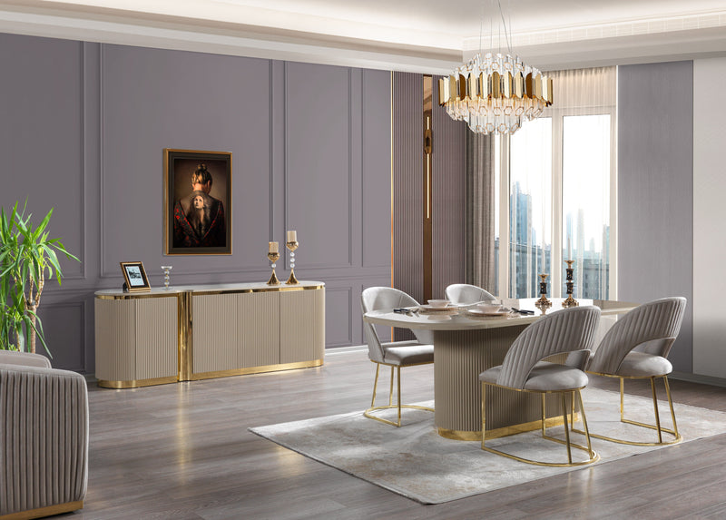 Milena Ivory 7-Piece Dining Set - MILENA DS-7PC