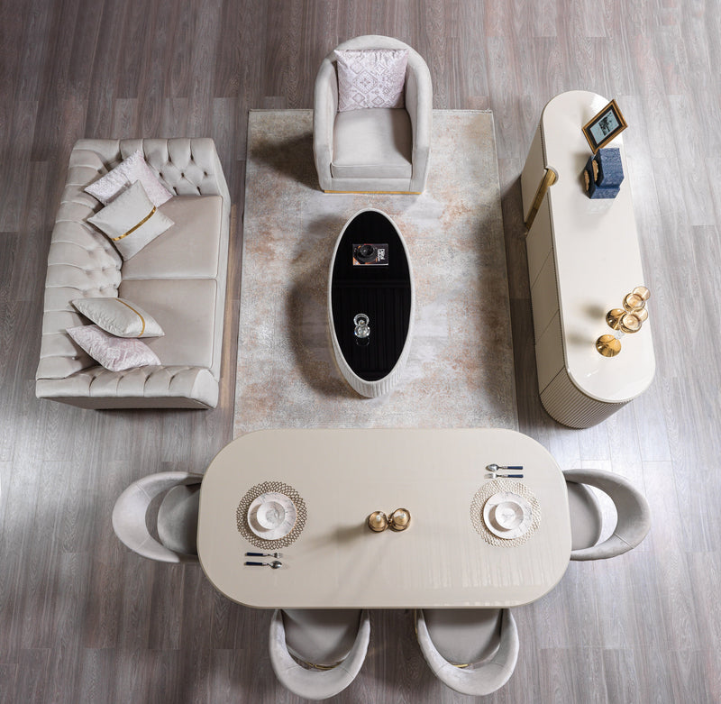 Milena Ivory 7-Piece Dining Set - MILENA DS-7PC