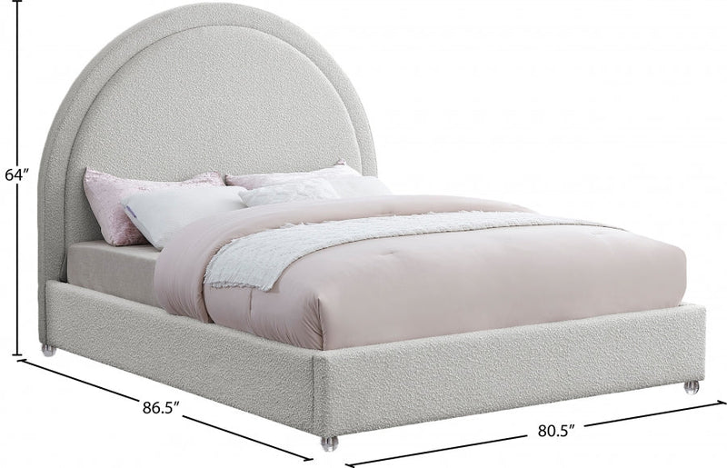 Milo Boucle Fabric King Bed Cream - Gate FurnitureKing Bed