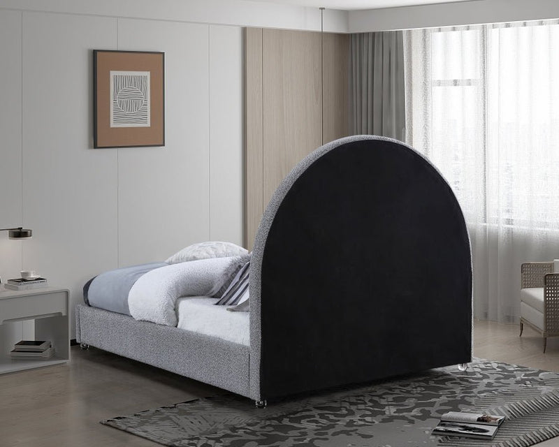 Milo Boucle Fabric King Bed Grey - Gate FurnitureKing Bed