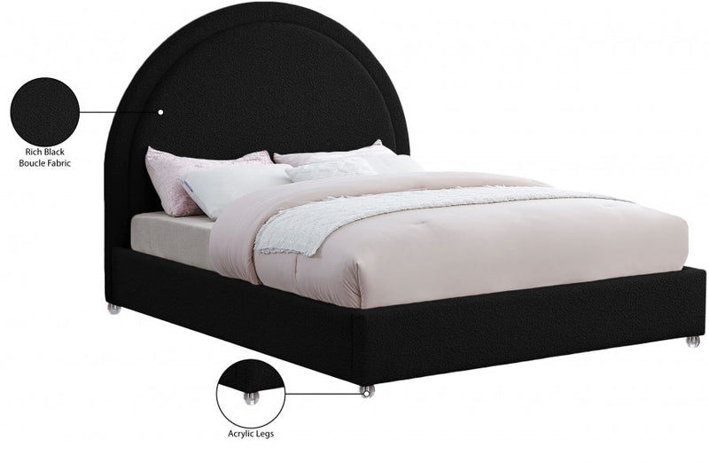 Milo Boucle Fabric Queen Bed Black - Gate FurnitureQueen Bed