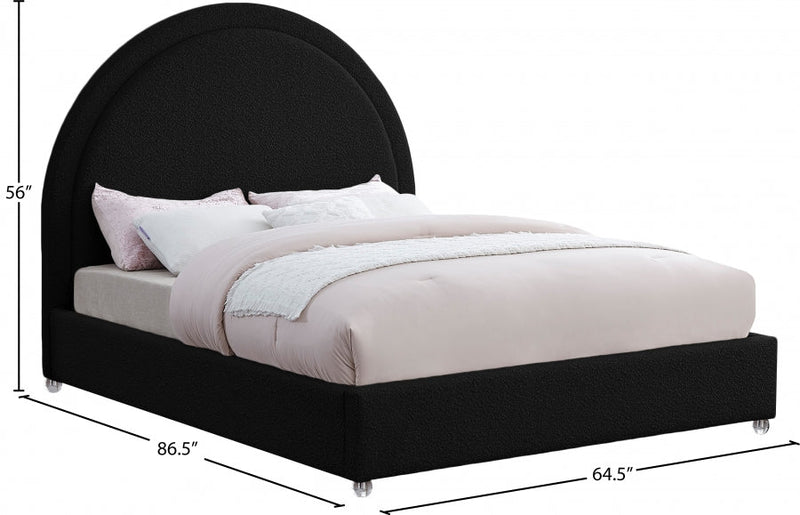 Milo Boucle Fabric Queen Bed Black - Gate FurnitureQueen Bed