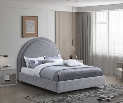 Milo Boucle Fabric Queen Bed Grey - Gate FurnitureQueen Bed