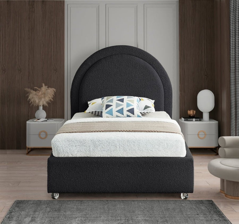 Milo Boucle Fabric Twin Bed Black - Gate FurnitureTwin Bed
