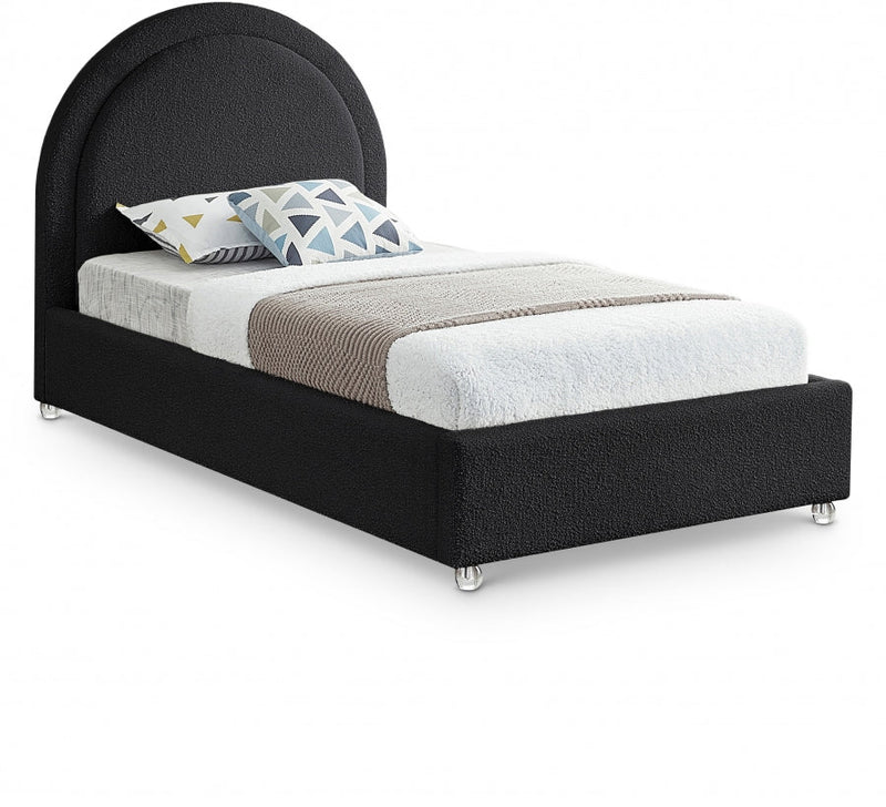 Milo Boucle Fabric Twin Bed Black - Gate FurnitureTwin Bed