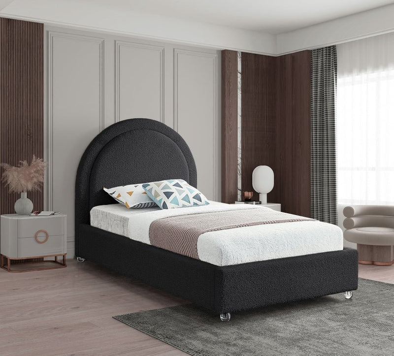 Milo Boucle Fabric Twin Bed Black - Gate FurnitureTwin Bed