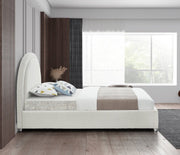 Milo Boucle Fabric Twin Bed Cream - Gate FurnitureTwin Bed