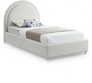 Milo Boucle Fabric Twin Bed Cream - Gate FurnitureTwin Bed