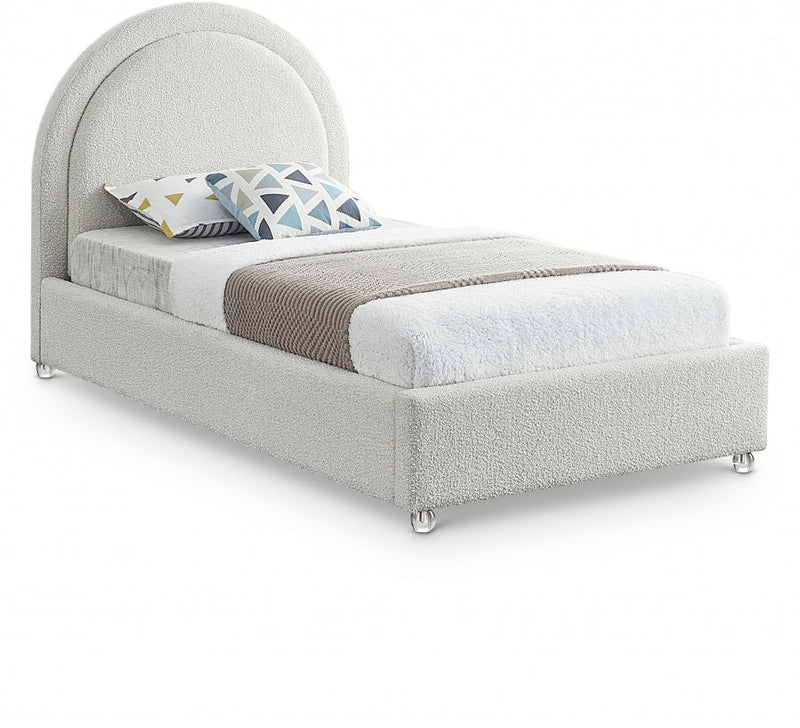 Milo Boucle Fabric Twin Bed Cream - Gate FurnitureTwin Bed