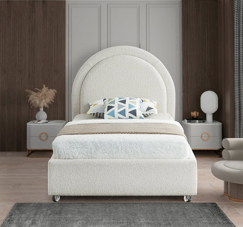 Milo Boucle Fabric Twin Bed Cream - Gate FurnitureTwin Bed