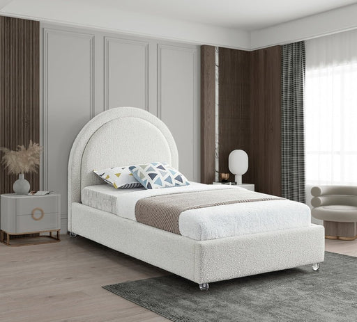Milo Boucle Fabric Twin Bed Cream - Gate FurnitureTwin Bed