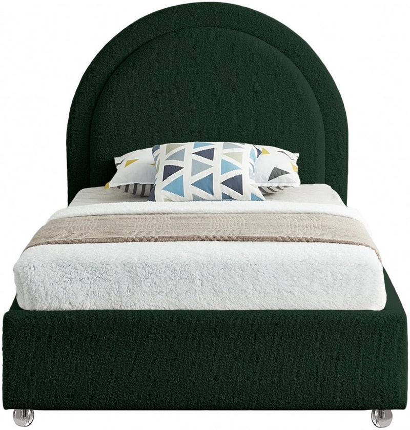 Milo Boucle Fabric Twin Bed Green - Gate FurnitureTwin Bed