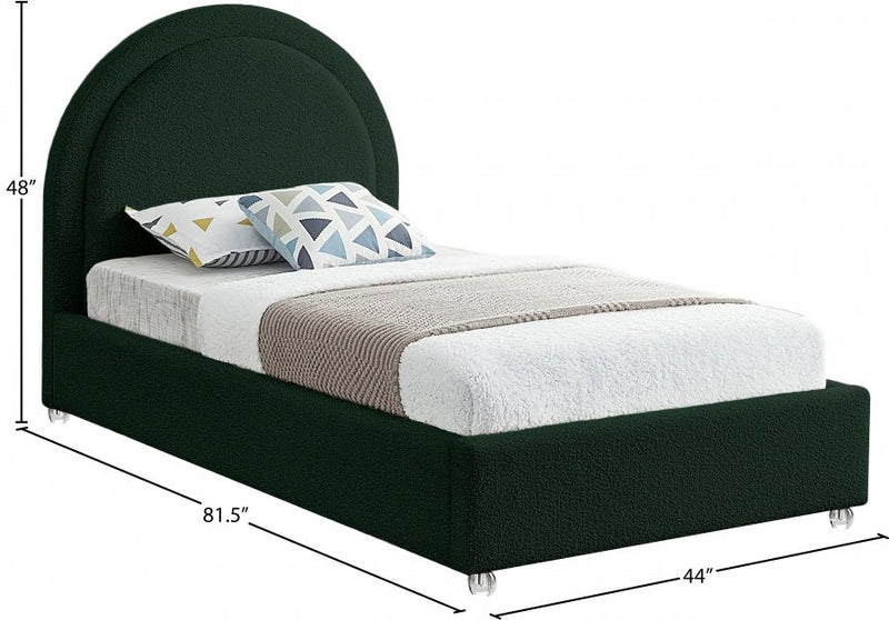 Milo Boucle Fabric Twin Bed Green - Gate FurnitureTwin Bed