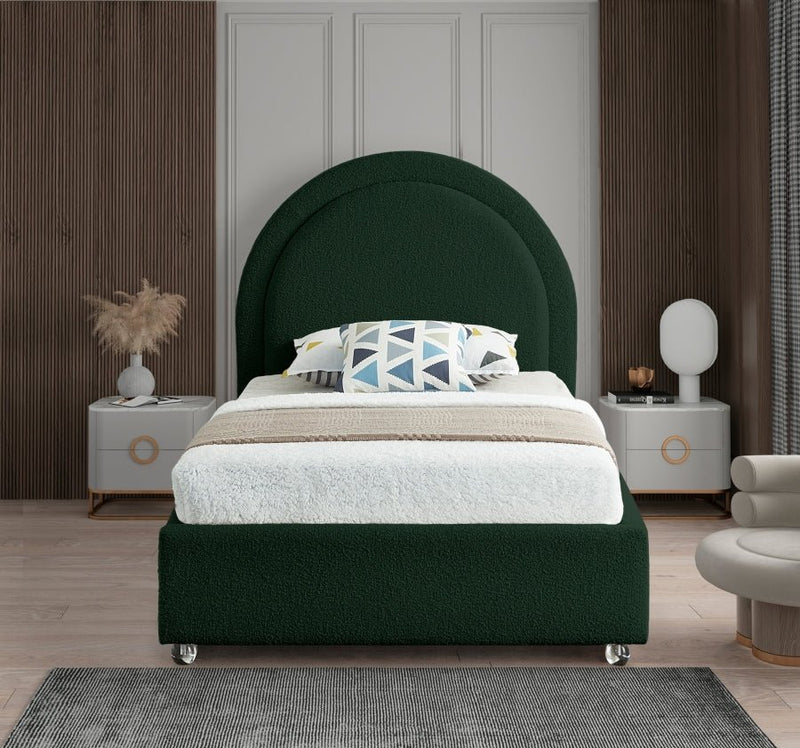 Milo Boucle Fabric Twin Bed Green - Gate FurnitureTwin Bed