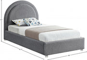 Milo Boucle Fabric Twin Bed Grey - Gate FurnitureTwin Bed