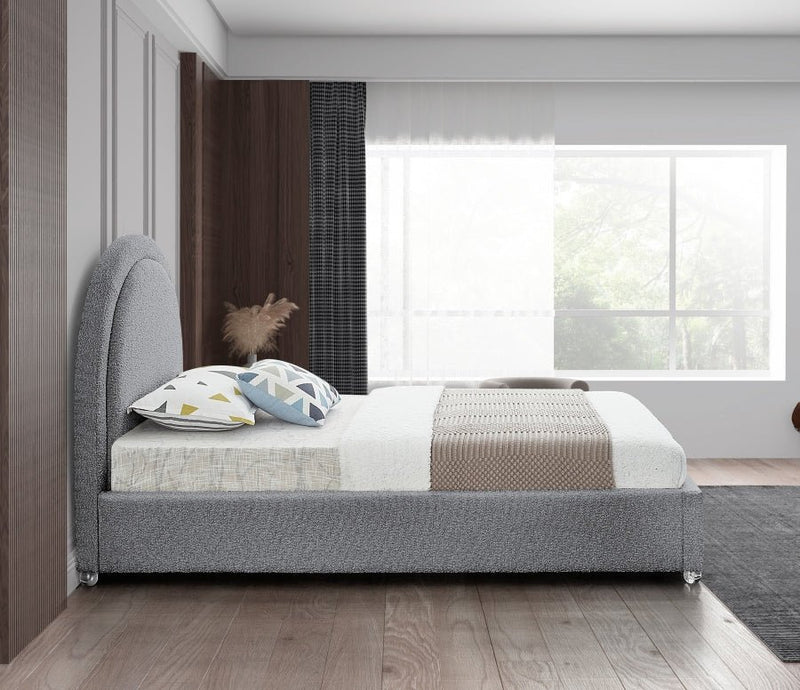 Milo Boucle Fabric Twin Bed Grey - Gate FurnitureTwin Bed